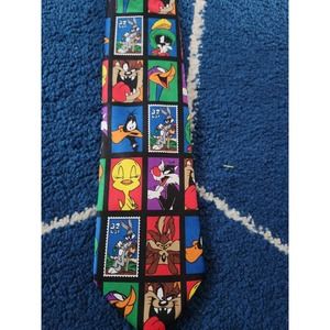 Vintage 1997 Looney Tunes Stamp Collection Mens Tie